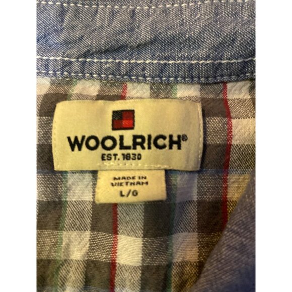 Woolrich Shirt Mens L Used Blue Button Short Sleeve - Picture 6 of 11